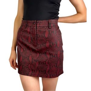 A.L.C Leather Snakeskin Mini Skirt